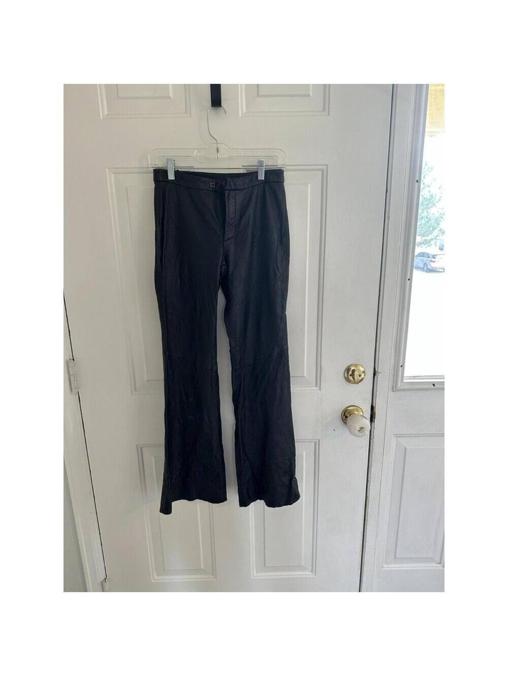 Reaction Kenneth Cole Black Leather Flare Pants Size 4
